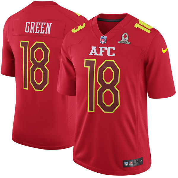 Men AFC Cincinnati Bengals #18 A.J. Green Nike Red 2017 Pro Bowl Game Jersey->cincinnati bengals->NFL Jersey